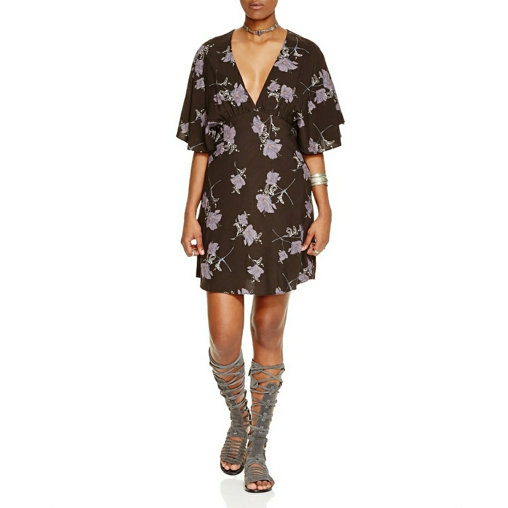 New! FREE PEOPLE Floral Print Mini Dress Gorgeous! - Picture 3 of 5